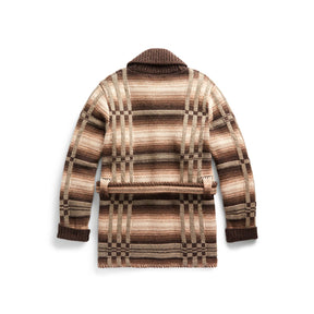 RRL Wool Blend Belted Cardigan Brown Multi