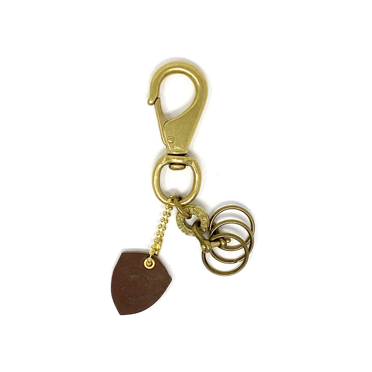 Iron Heart Brass Key Ring Brown