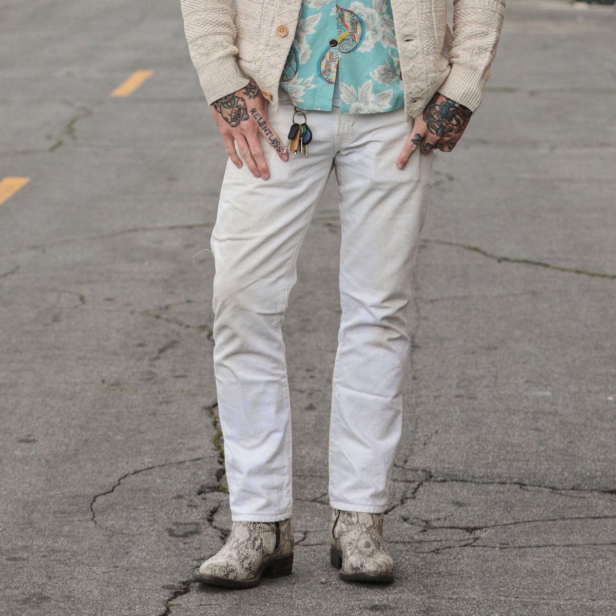 Men's Skinny Fit White Color Jeans – Waimea