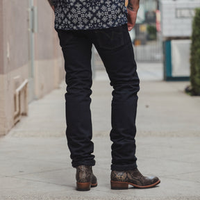 Iron Heart IH-777S-21OD 21oz Super Slim Tapered Jean Indigo Overdyed Black