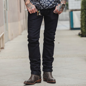 Iron Heart IH-777S-21OD 21oz Super Slim Tapered Jean Indigo Overdyed Black