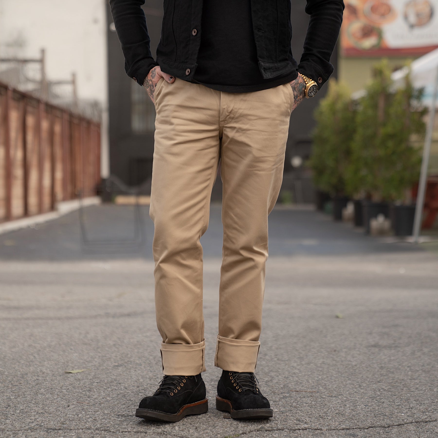 Iron Heart IH-730-KHA Heavy Cotton Regular Fit Chinos Khaki FINAL SALE