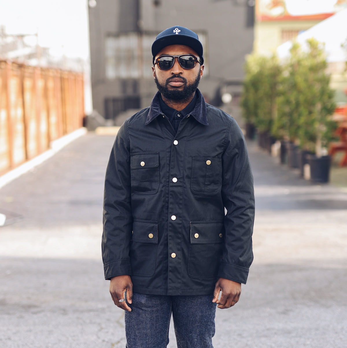Iron Heart IHJ-104-BLK 7.7oz Oiled Cotton Chore Jacket Black